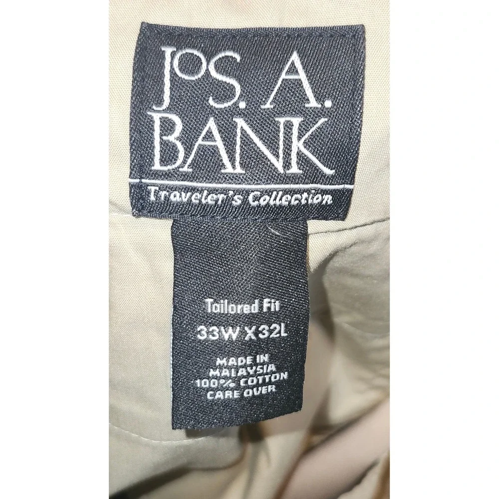 Jos. A. Bank Traveler's Collection Khaki Chinos Tailored Fit 33x32 1450-00841